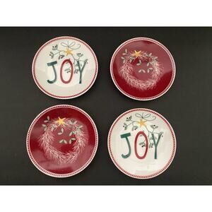 Grace's Teaware 6" Porcelain China Appetizer Plates - Set of‎ 4 Christmas Joy